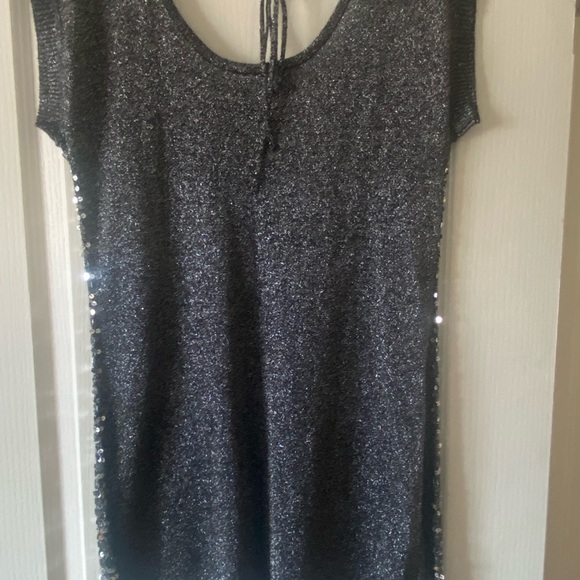 LA CHATEAU - Black Sparkle w/ Silver Bling Detail, Uneven Hem Line - Picture 5 of 11